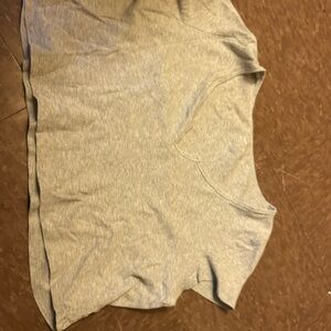 Gray V-Neck Short Sleeve Top